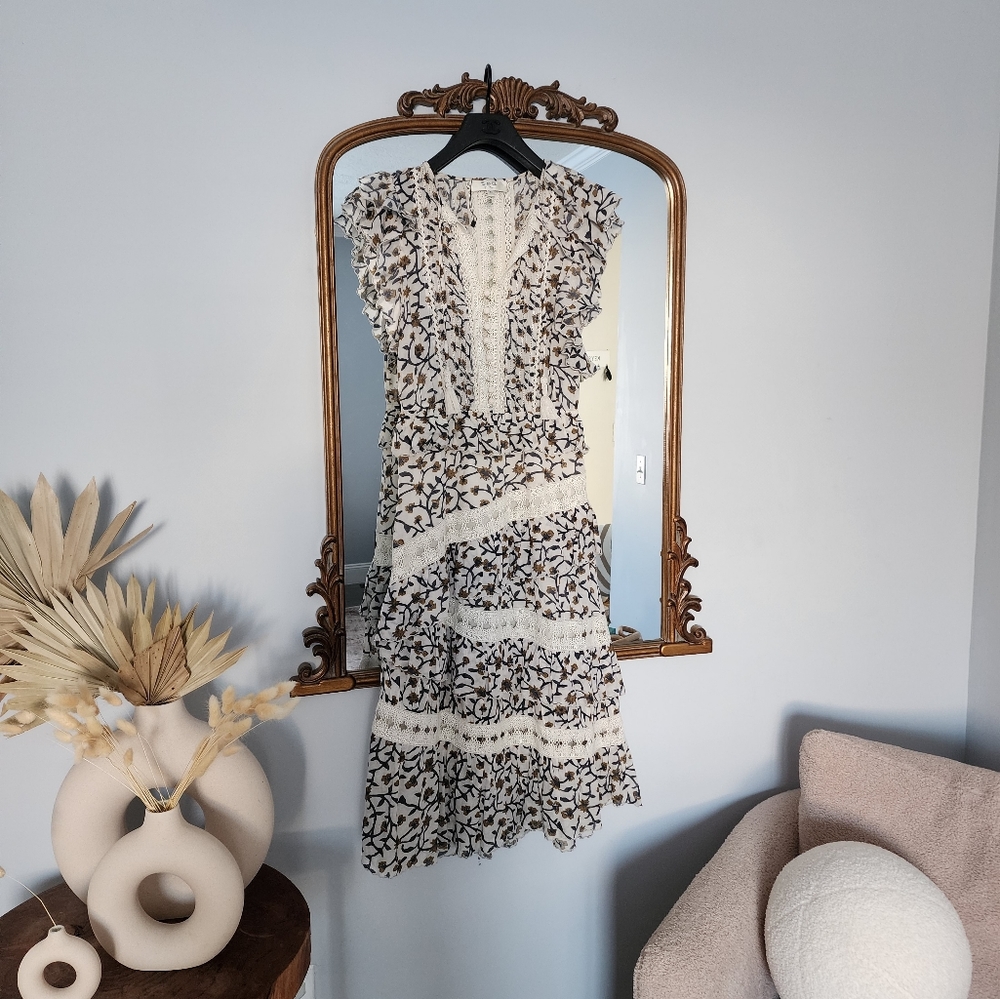 Sea New York Rosalie Printed Maxi Dress in Crema